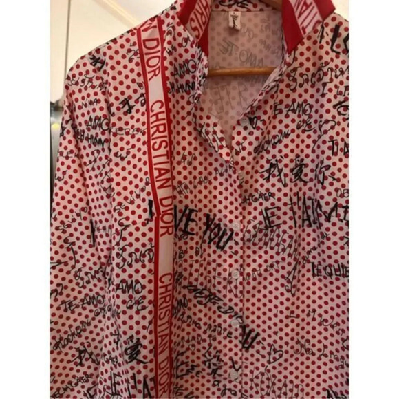 Diandina Didi Vintage Button Down Shirt Large Red White - Picture 2 of 7